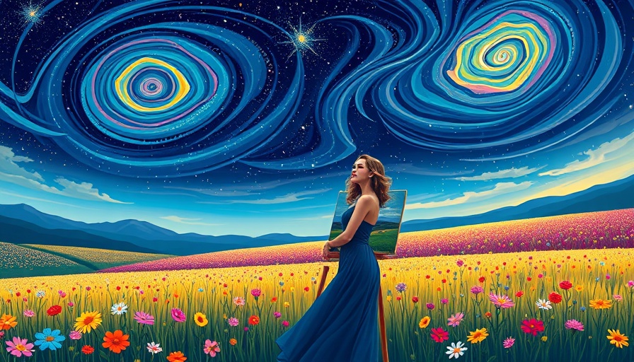 Woman engaging in therapeutic art for burnout relief, painting outdoors in a meadow.
