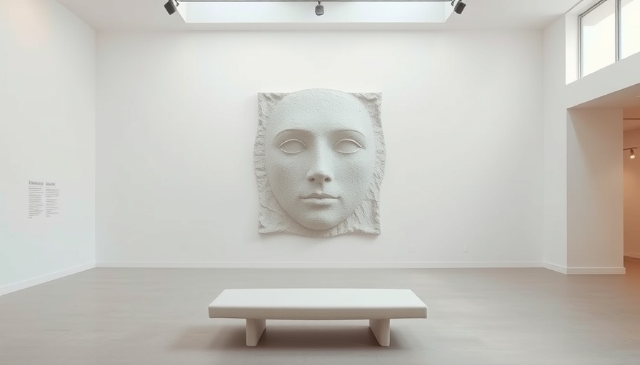 Ralph Pucci exhibition on remote workspace design featuring minimalist art.