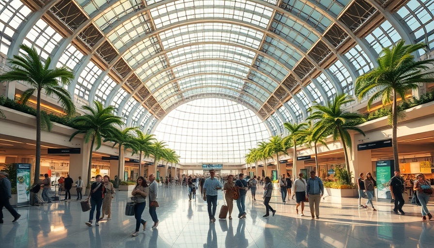 Modern terminal with travelers at Chicago O'Hare Airport Expansion.