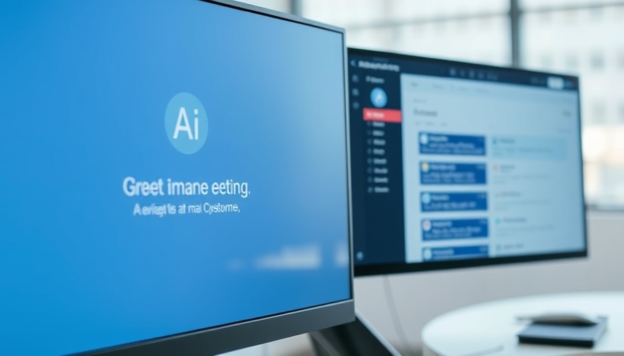 AI email summarization service interface on dual screens.