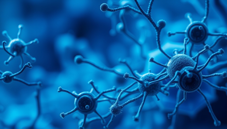 Intricate view of cell-like xenobots in blue tones.