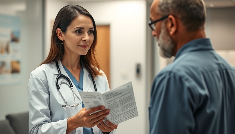 Healthcare professional explaining ketamine therapy pamphlet to patient.