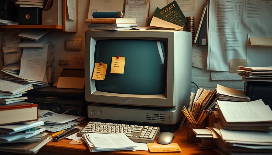 Evolution of Web Design: Retro computer in vintage office setting.