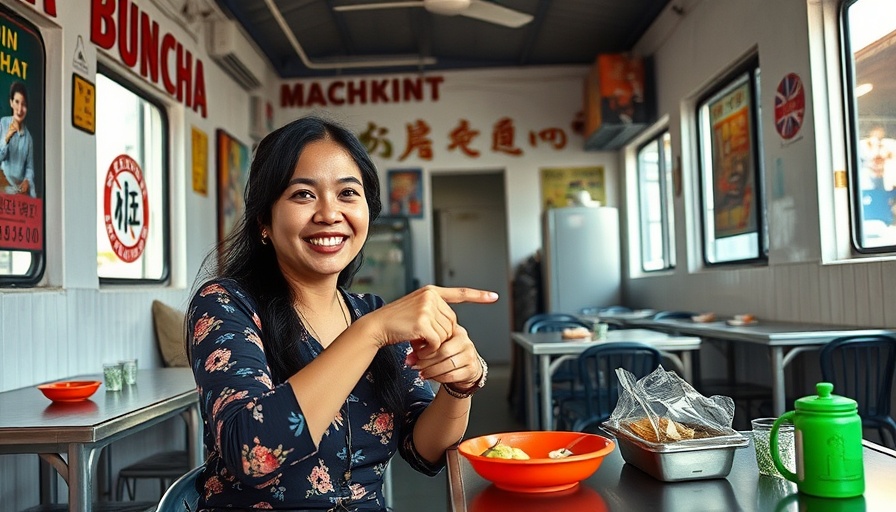Woman enjoys Bun Cha Obama Experience in a local eatery.