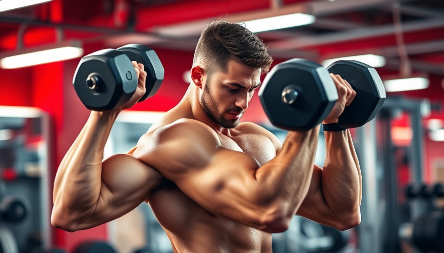 Dynamic athletic male lifting dumbbells, Train Like an Athlete theme