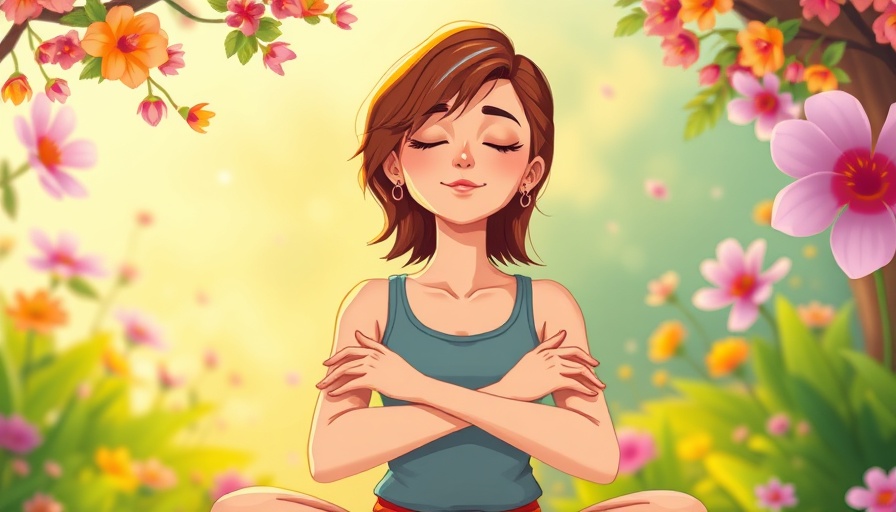 Serene illustration of a woman meditating, representing mental health for digital nomads.