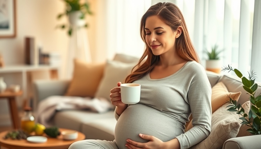 Pregnant woman with herbal products during pregnancy in a serene environment.