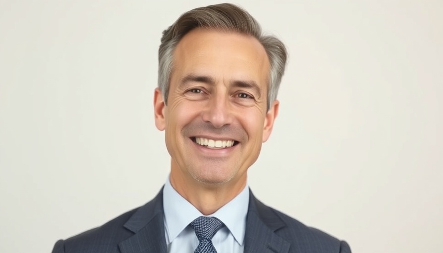 Professional portrait of a smiling man in a suit, showcasing confidence.