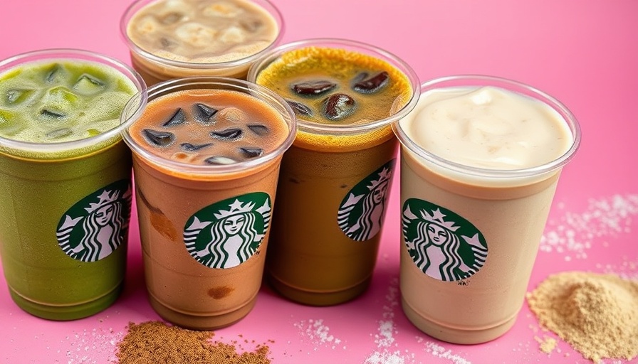 Starbucks drinks with protein cold foam on a pink background.
