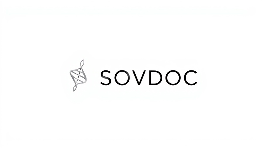 Minimalist 'SOVDOC' logo with DNA strand on white background.
