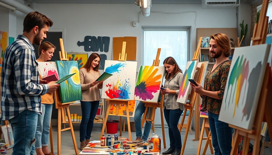 Art Therapy Colors and Symbols in a group painting session.