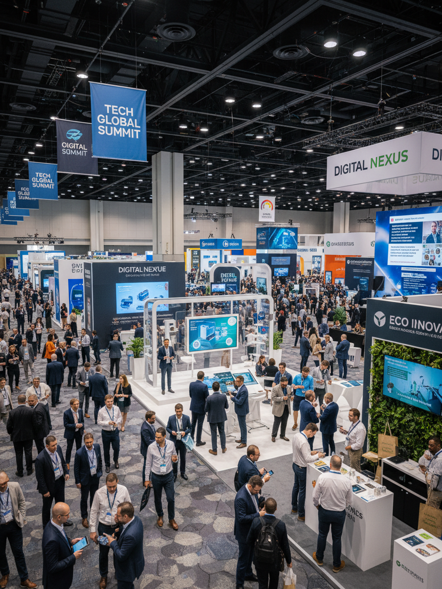 Engaging tradeshow sponsor displaying interactive booth activities.