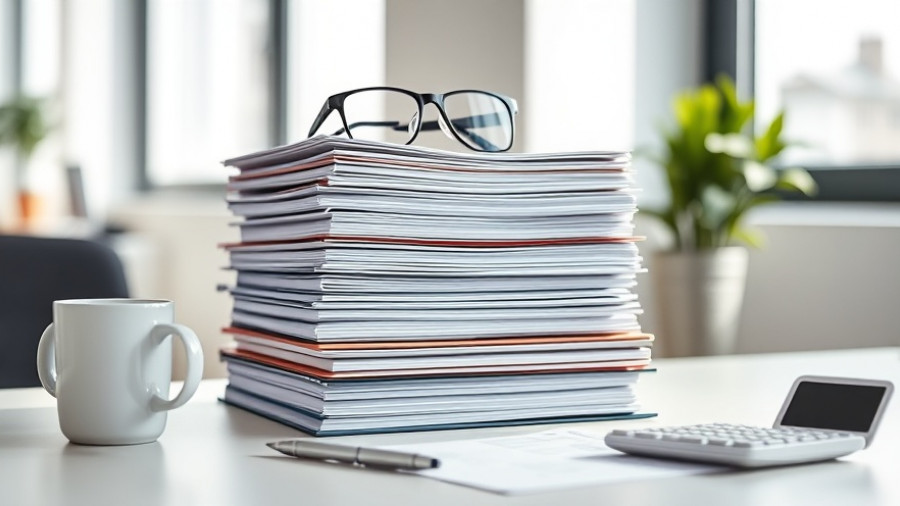 Organized office desk with folders and glasses for easy tax filing tips.