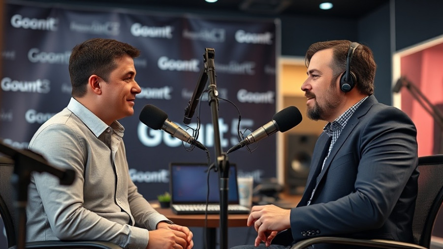 Professional hosts discussing financial transparency in marriage on a podcast.