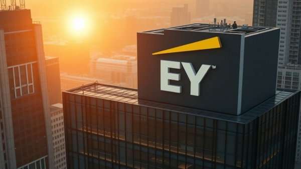 EY building logo at sunset, symbolizing AI skills development.