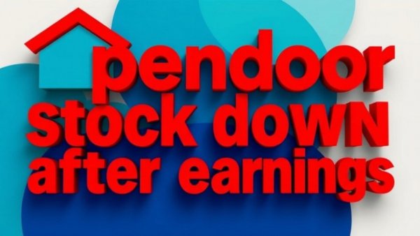 Opendoor Technologies stock decline text on abstract blue background.