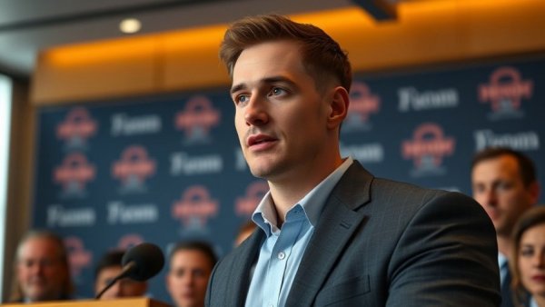 Professional speaker addressing press conference on tax evasion and redemption.