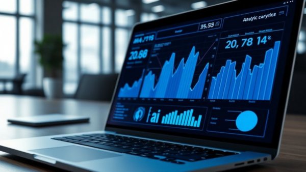 AI analytics interface on laptop for stock comparison SoundHound vs Taiwan Semiconductor.