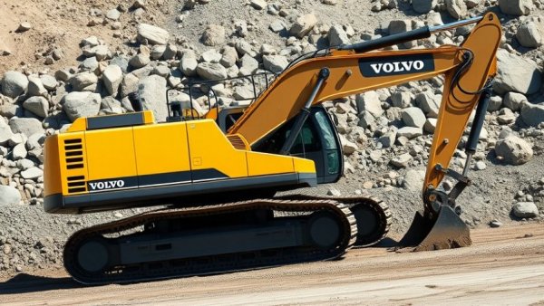 Volvo CE crawler excavator operating on a rocky construction site.