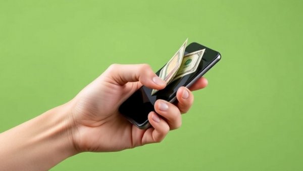 Instant money transfers to Nigeria illustration with smartphone.