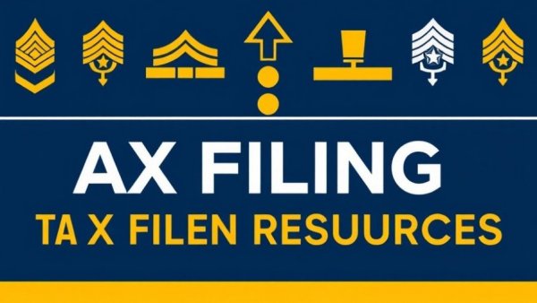 Tax filing resources for military members graphic with insignia.