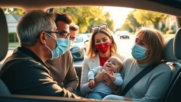 Teaching Consent to Children: Adults wearing masks joyfully interacting with baby.