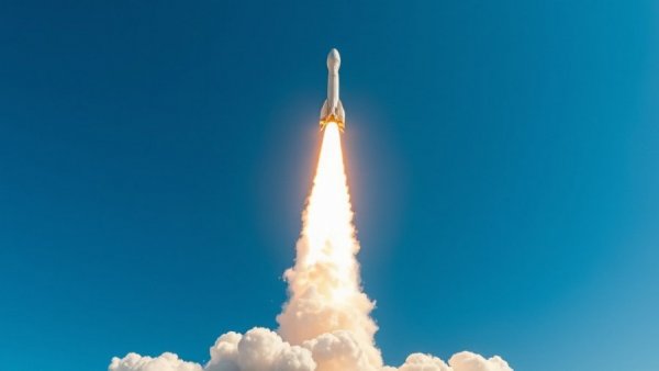 Dramatic rocket launch by AST SpaceMobile, signaling market impact.