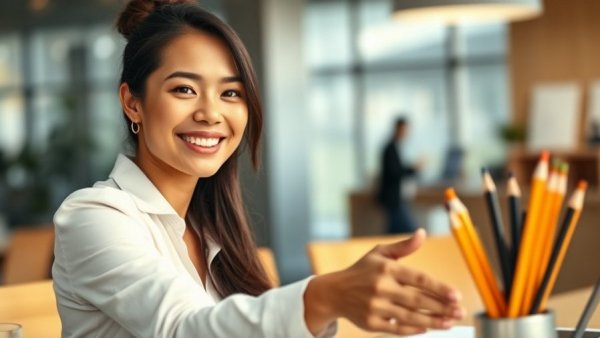 Professional woman in an office handshake, symbolizing professional audit representation.