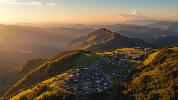 Scenic view of a village in Chiang Mai, Thailand nestled in lush mountains.