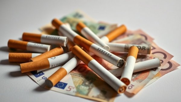 Cigarettes and euro banknotes illustrating fixed-rate excise taxes.