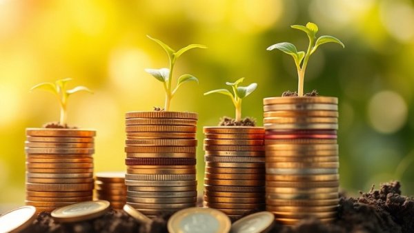 Expeditors International Stock Forecast concept with coins and plants