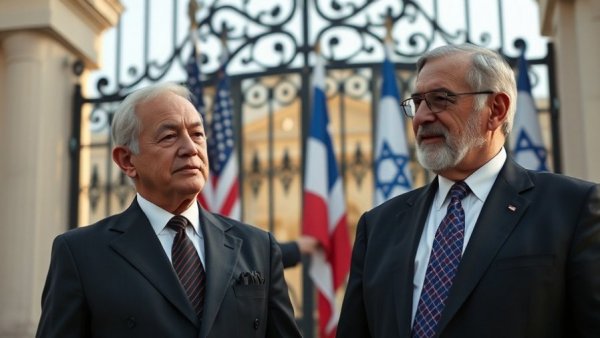 Discussion on Trump Iran military action with flags in background.