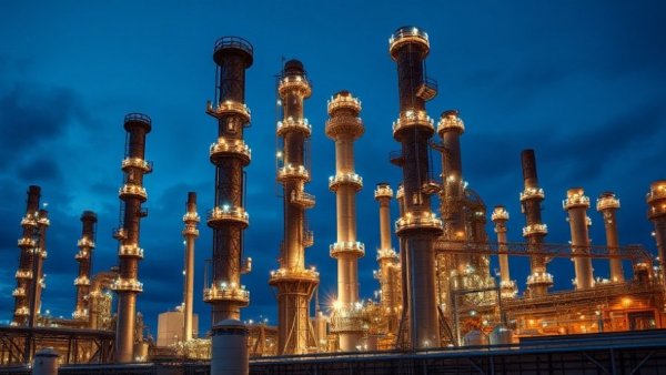 VCI Global acquires stake in RTCAR Mexico; industrial refinery towers at dusk.