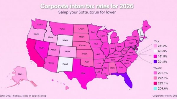 Map showing corporate income tax rates by state for 2026.