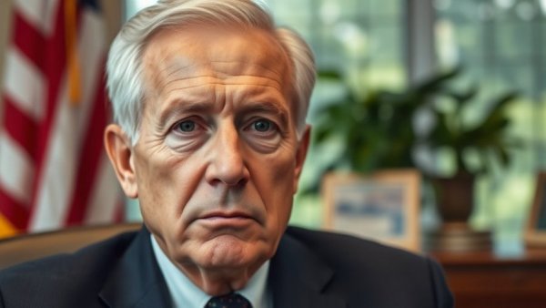 Serious older man in office, Trump GOP fractures discussion.