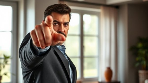 Prominent figure pointing assertively, discussing Greenland acquisition.