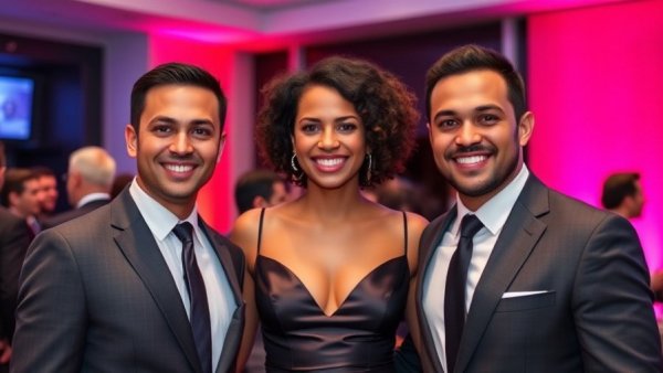 Polymarket Golden Globes predictions event attendees posing confidently.