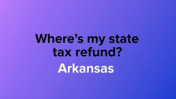 Arkansas state tax refund status inquiry on gradient background.
