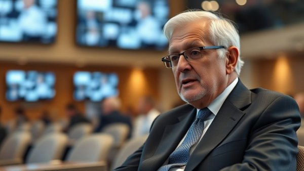 Elderly man discussing debanking at a conference.