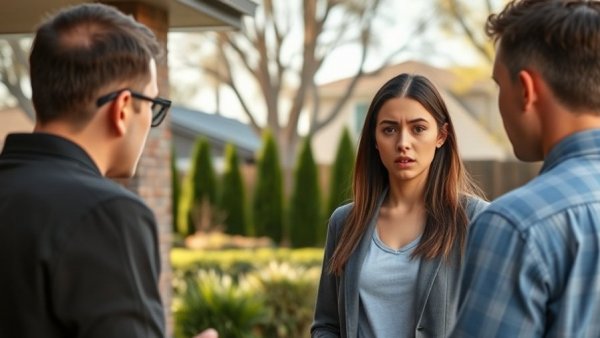 Suburban house and woman discussing Georgia squatter law.