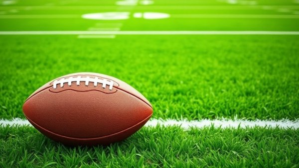 Close-up of football on field, representing Expanded Sports Betting Legalization Tax Revenue.