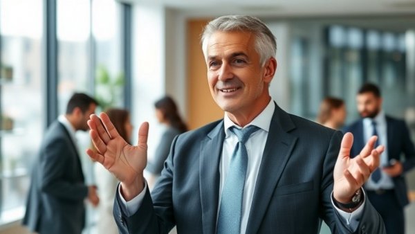 Government meeting scene with formal suits and gesturing.