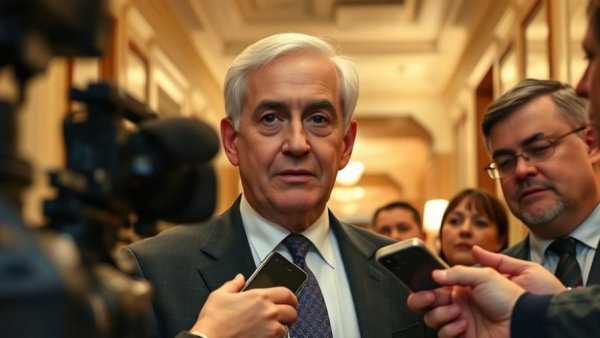 Politician addressing reporters about government shutdown impact on taxpayers.