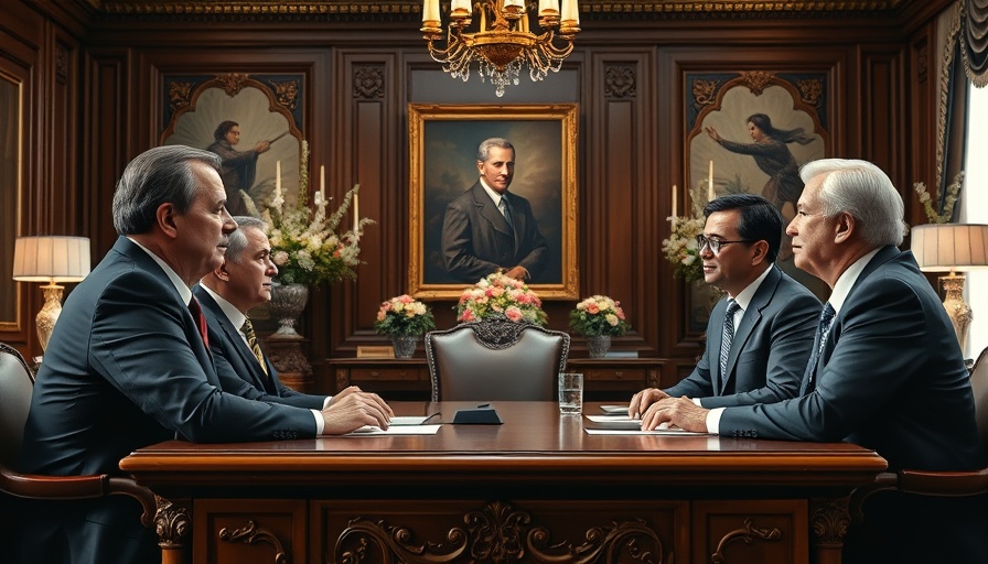 Formal business meeting discussing record-breaking Boeing Qatar Airways deal.