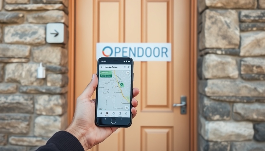 Person using phone near Opendoor house, highlighting real estate tech.