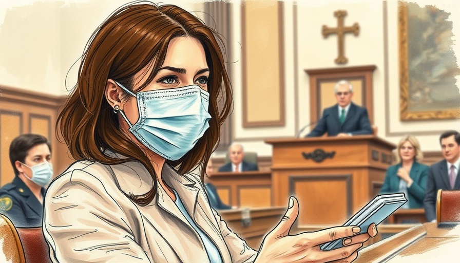 DOJ Epstein grand jury courtroom sketch with masked woman and judge.