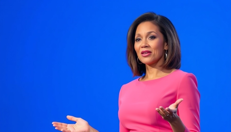 Confident professional woman speaking, symbolizing career success.