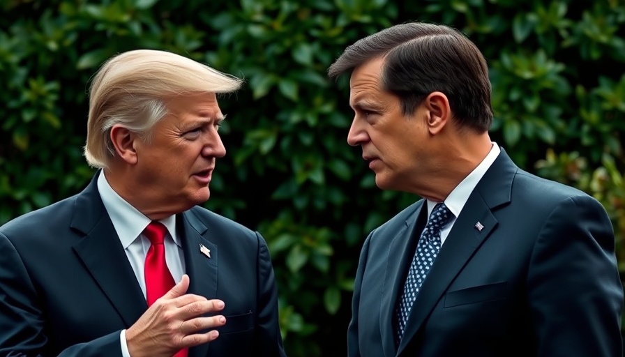 Prominent figures in conversation amidst greenery, Trump Russia tariff deadline.