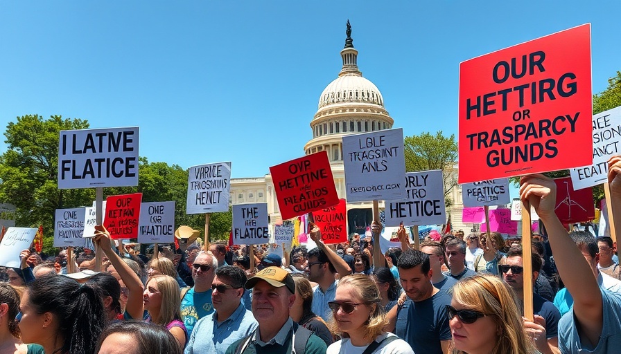 Protesters with signs outside the Capitol discussing letter implications.