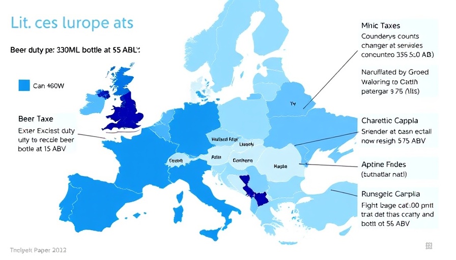 Beer Taxes in Europe 2025: Color-coded EU map with excise duty.